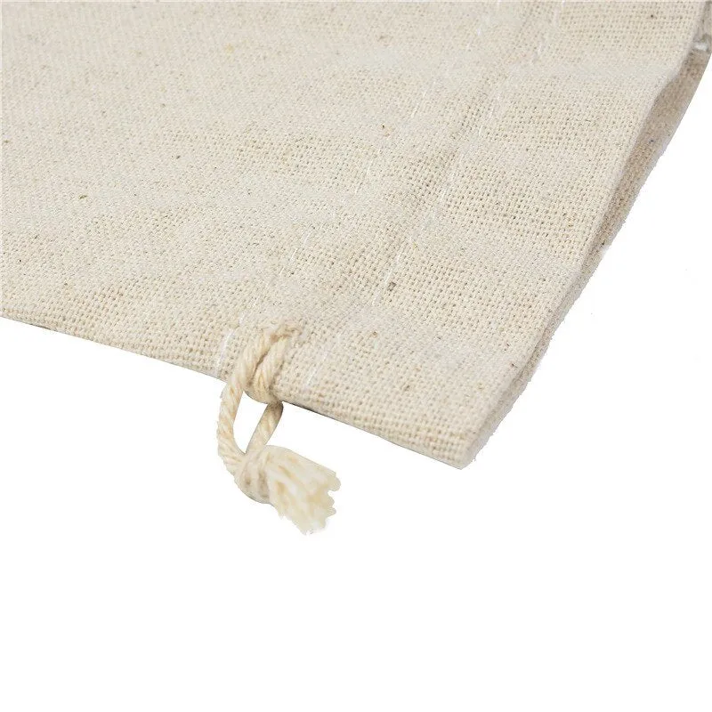 10 x Cotton Linen Drawstring Gift Bag Santa Sacks Blanks