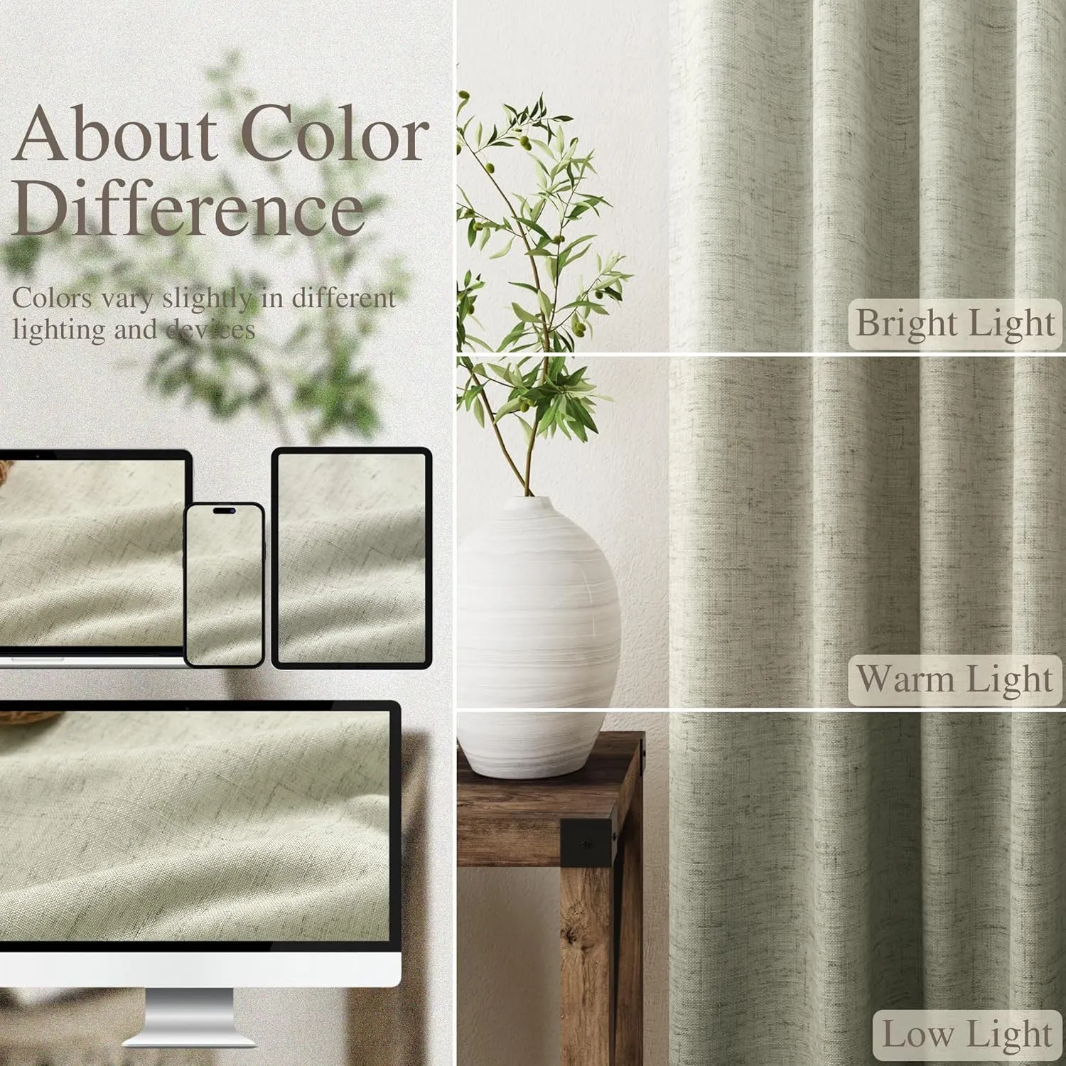 100% Blackout Linen Curtains 84 Inch Length 2 Panels Sage Green Light Blocking Darkening Living Room Curtains 84 Inches Long Elegant Modern Back Tab Pocket Noise Reducing Drapes for Nursery 52X84