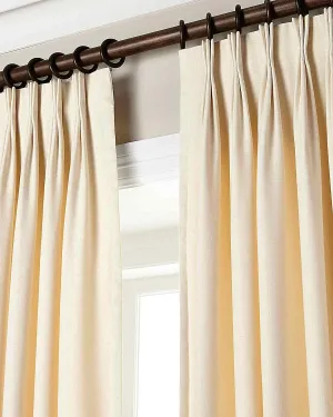 100% Linen pinch pleated lined window curtain panel Drape (Ivory, 27"W X 108"L)