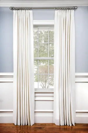 100% Linen Pinch Pleated Lined Window Curtain Panel Drape (White, 27" W X 84" L)