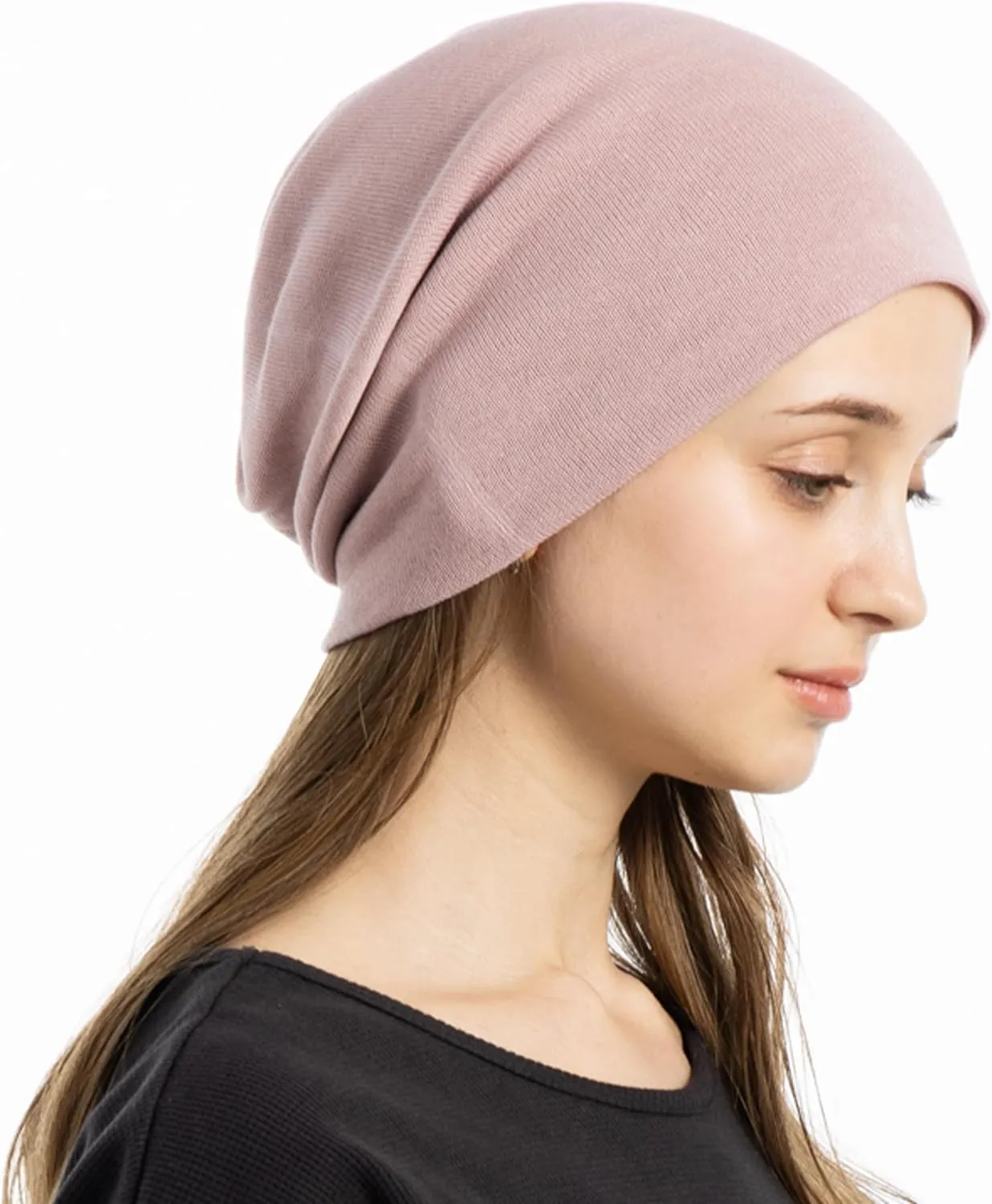 100% Organic Cotton Knitted Bucket Hats for Women Loose Watches Soft Hats for Chemo Patients Slouch Beanie Knit Fleece