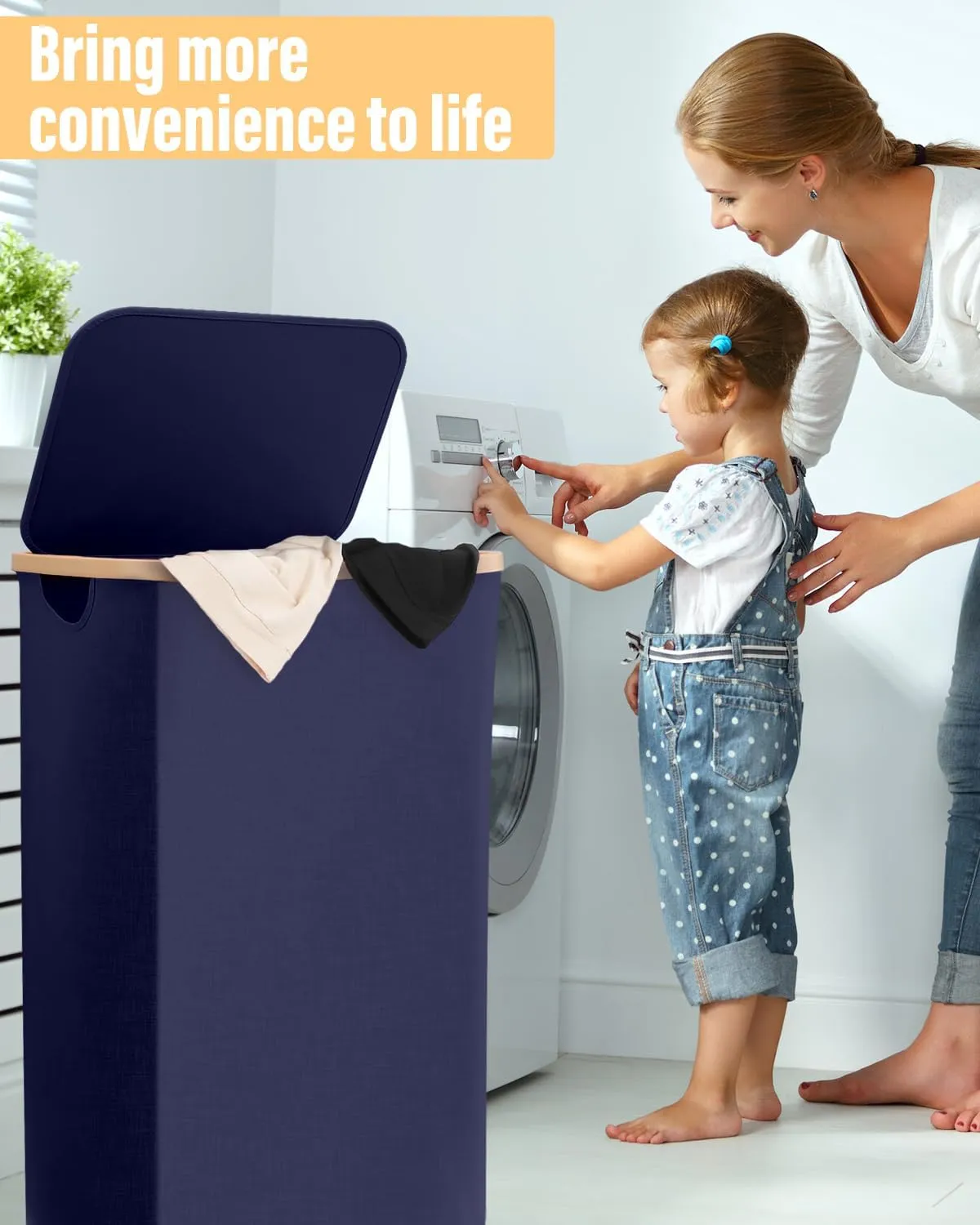 100L Laundry Hamper With Wheels,Large Collapsible Rolling Laundry Basket,Dirty Clothes Hamper With Lid in Laundry Room Bedroom Bathroom College Dorm for Adults,Blue