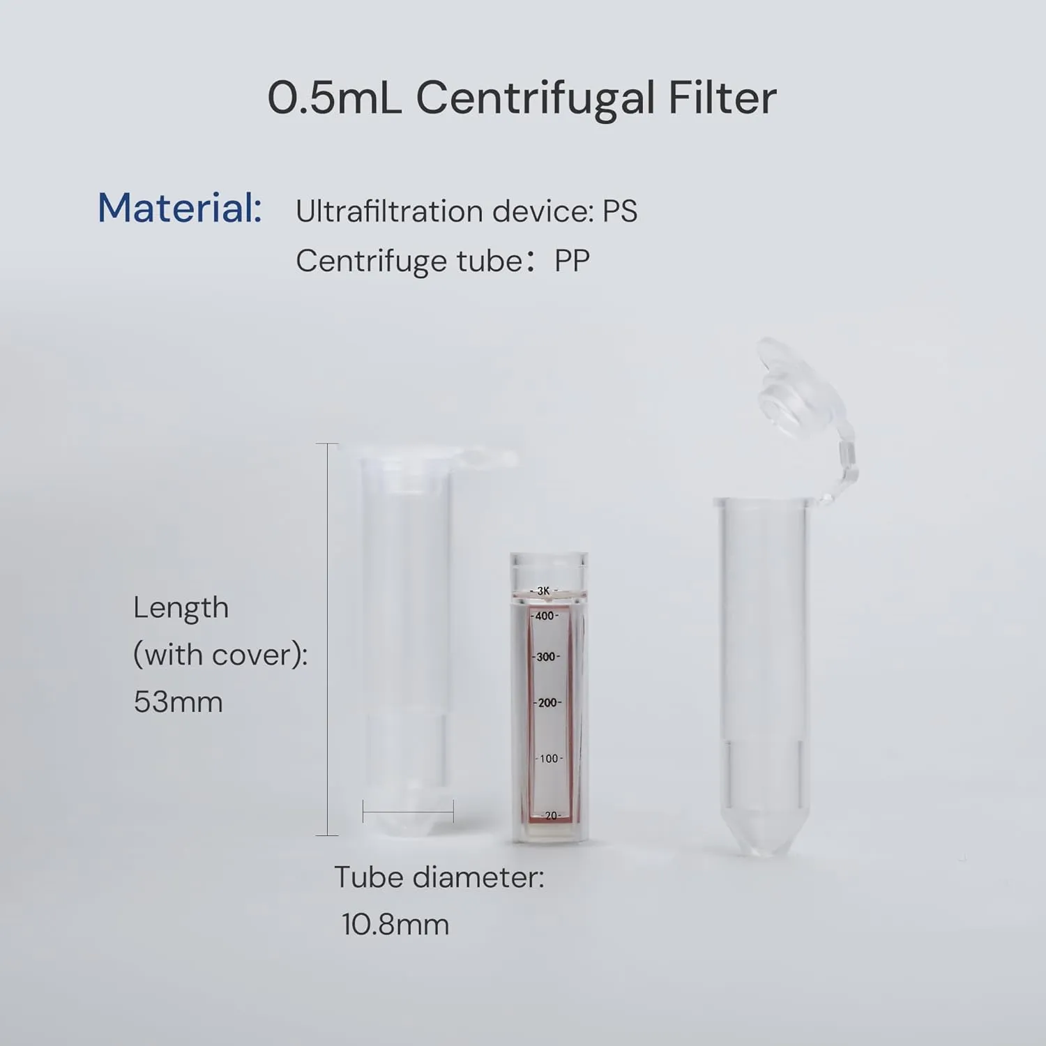 10kDa Ultra Centrifugal Filter Unit 0.5mL Polypropylene Centrifuge Tubes with RC Membrane, Snap Caps (24Pcs)
