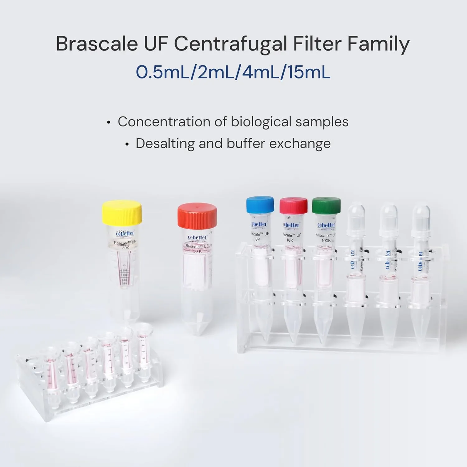 10kDa Ultra Centrifugal Filter Unit 0.5mL Polypropylene Centrifuge Tubes with RC Membrane, Snap Caps (24Pcs)