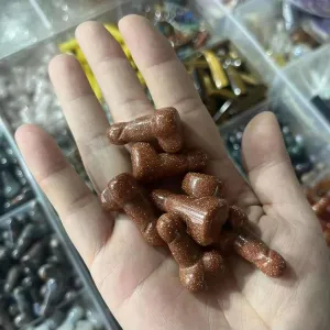 10pcs 1" Carved Penis/Phallus Gold Sand Stone Penis Teenie Weenie Fertility