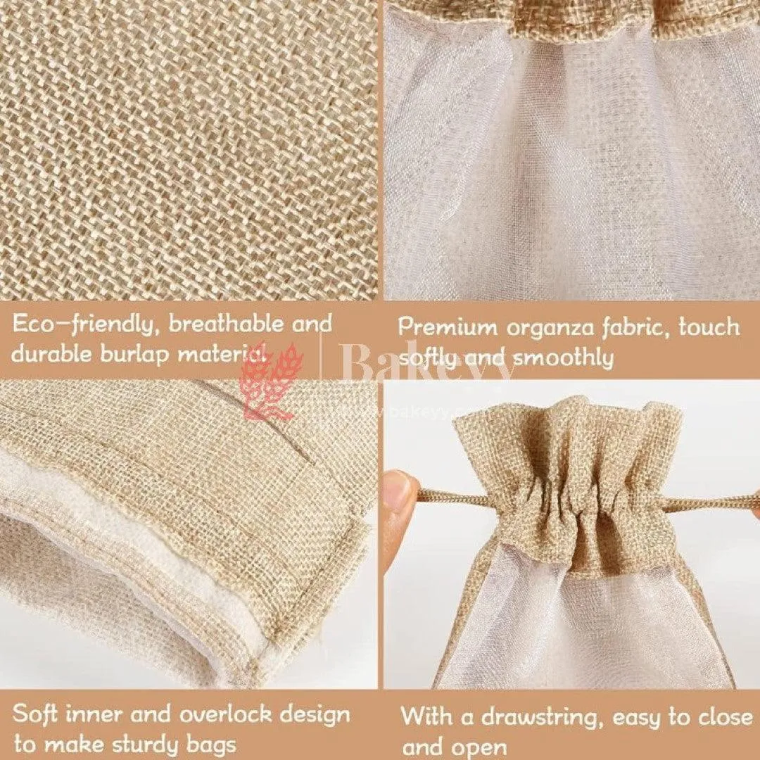 10x14 CM Natural | Jute Potli Window Bag | Gift Return Gifts Bags | Drawstring Bags