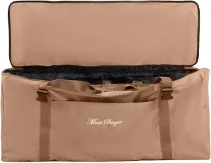 12 slot duck decoy bag with zippered top cover, padded adjustable shoulder straps, mesh bottom drains