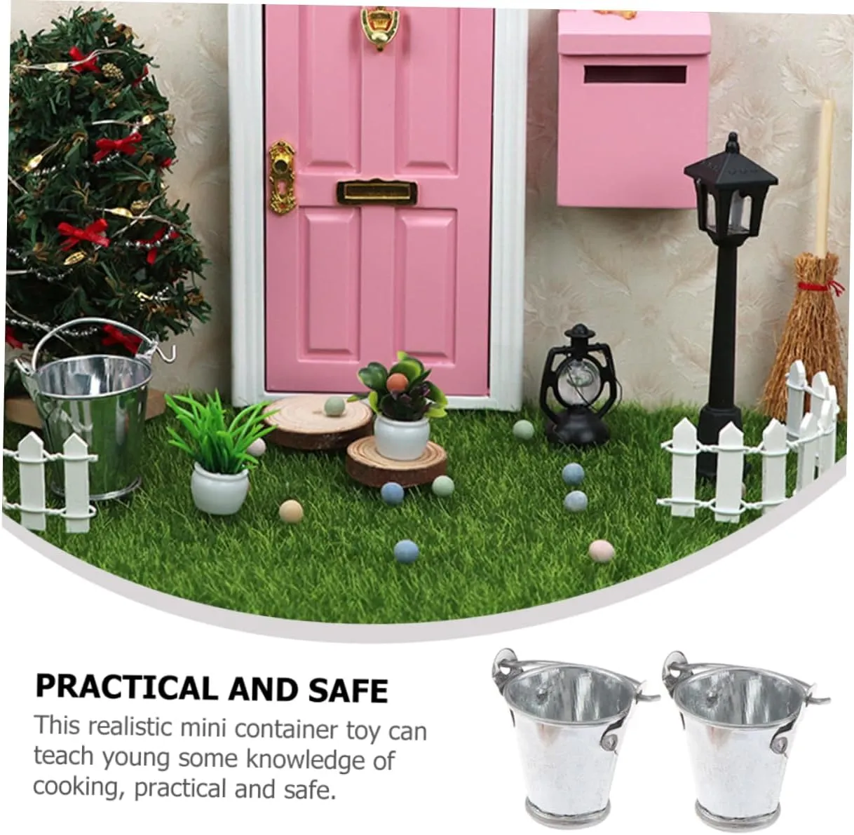 12pcs Miniature Bucket Model Water Barrel Decor for Dollhouse DIY Crafts and Fairy Gardens Realistic Tiny Containers for Imaginative Play and Educational Use
