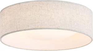 13" Fabric Flush Mount Ceiling Light, 24W 3000K LED Closed to Ceiling Light Fixture with Classic Linen Drum Design for Bedrooms, Kitchen, Dining Room, Hallway