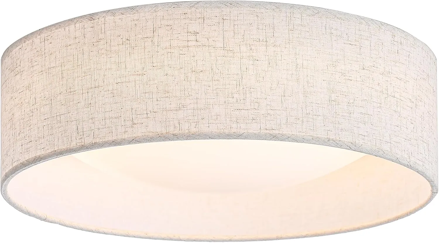 13" Fabric Flush Mount Ceiling Light, 24W 3000K LED Closed to Ceiling Light Fixture with Classic Linen Drum Design for Bedrooms, Kitchen, Dining Room, Hallway