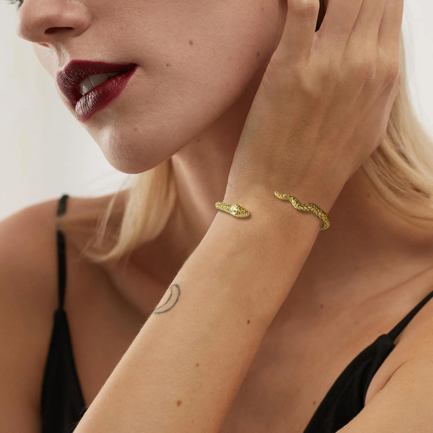 14K Gold Bracelets for Women Snake Cuff Bracelet for Women Open Bangles Bracelets for Women Friendship Gift