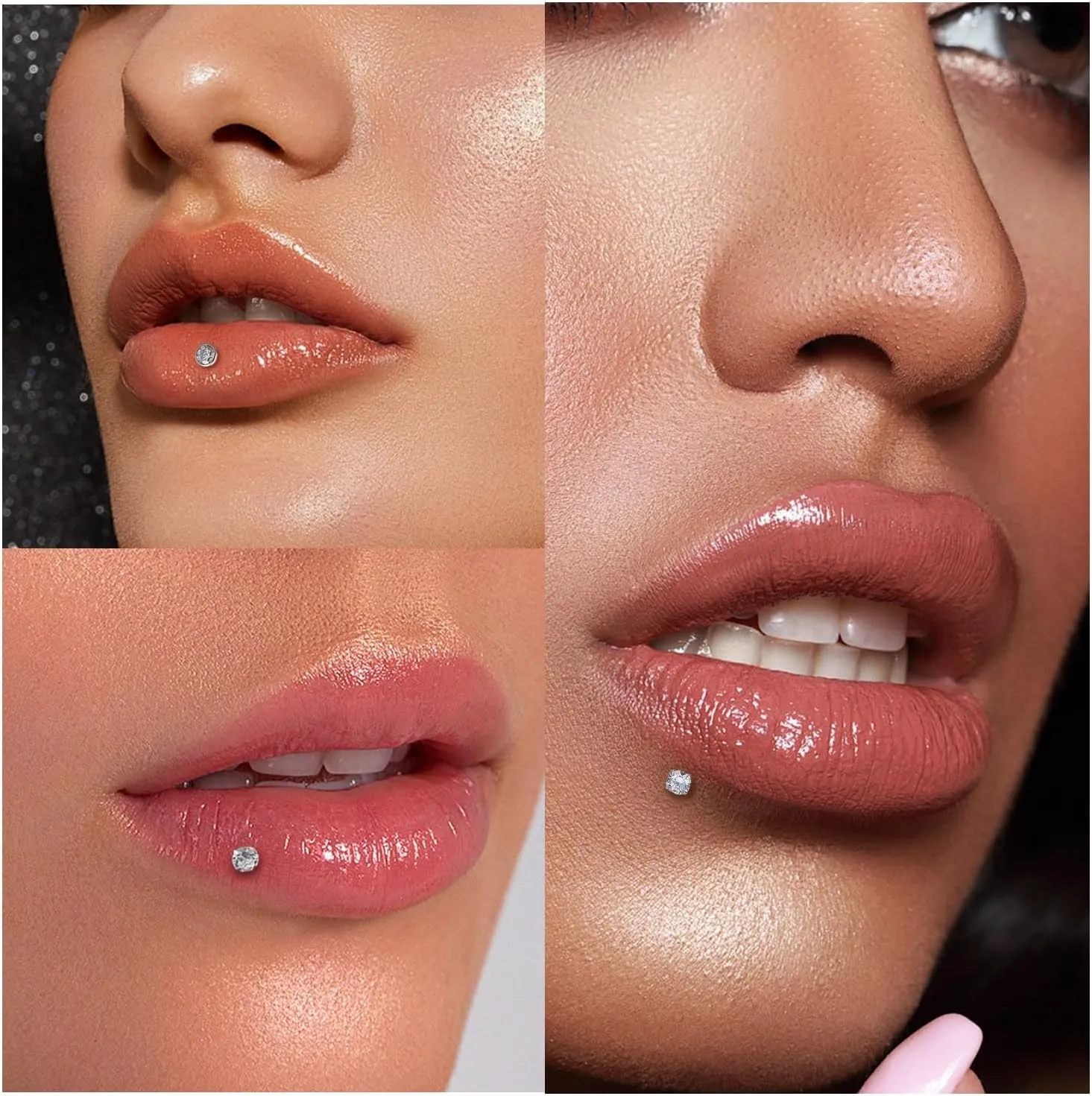 16G Lip Rings for Women Stainless Surgical Steel Labret Jewelry Monroe Lip Ring Medusa Piercing Jewelry Tragus Helix Cartilage Forward Earring Piercing Jewelry for Women CZ 6MM 8MM 10MM 20PCS