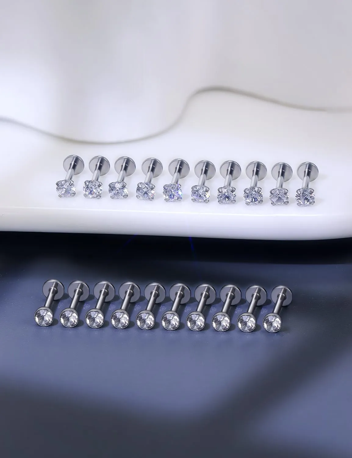 16G Lip Rings for Women Stainless Surgical Steel Labret Jewelry Monroe Lip Ring Medusa Piercing Jewelry Tragus Helix Cartilage Forward Earring Piercing Jewelry for Women CZ 6MM 8MM 10MM 20PCS