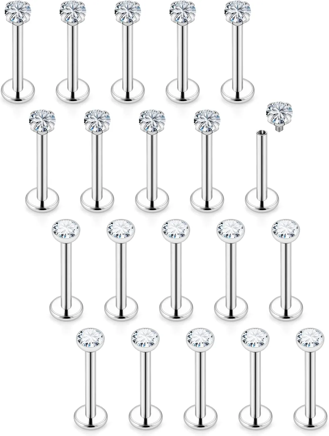 16G Lip Rings for Women Stainless Surgical Steel Labret Jewelry Monroe Lip Ring Medusa Piercing Jewelry Tragus Helix Cartilage Forward Earring Piercing Jewelry for Women CZ 6MM 8MM 10MM 20PCS