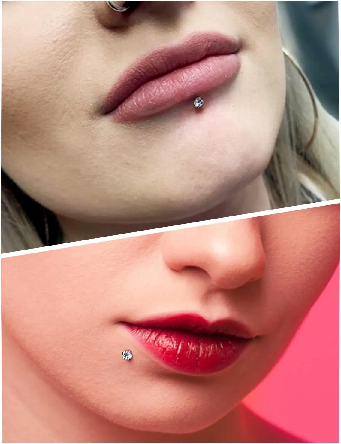 16G Lip Rings for Women Stainless Surgical Steel Labret Jewelry Monroe Lip Ring Medusa Piercing Jewelry Tragus Helix Cartilage Forward Earring Piercing Jewelry for Women CZ 6MM 8MM 10MM 20PCS