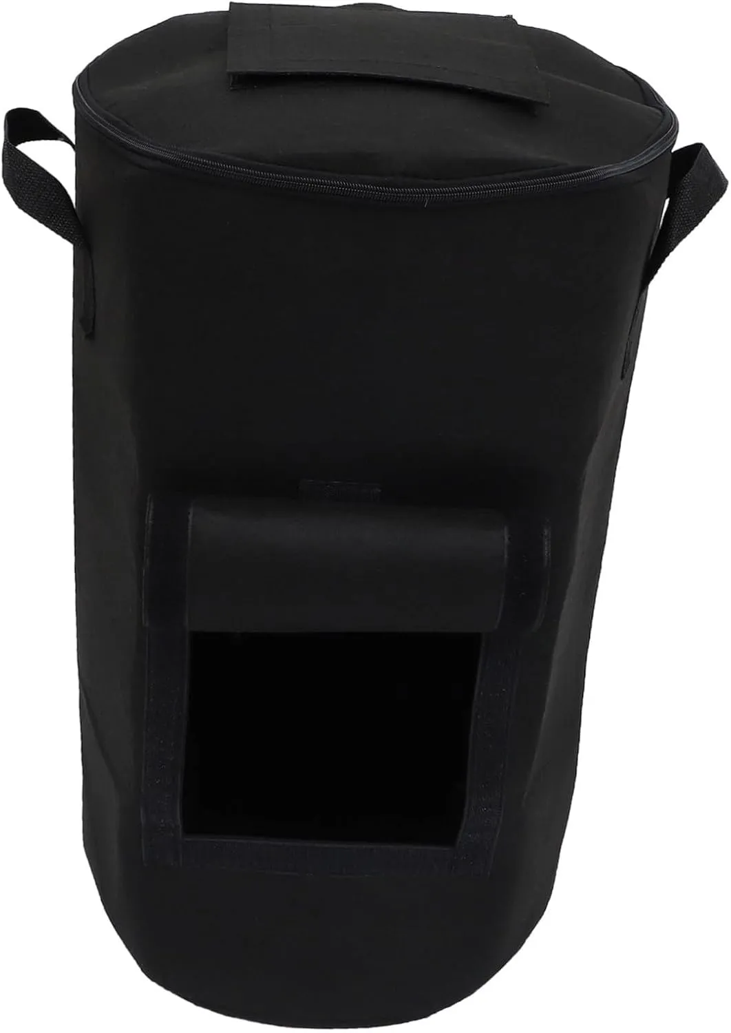 1Pc Reusable Fallen Leaves Storage Bag Height Black Felt Cloth Compost Pouch with Zipper Closure for Garden Waste and Kitchen Trash Collection