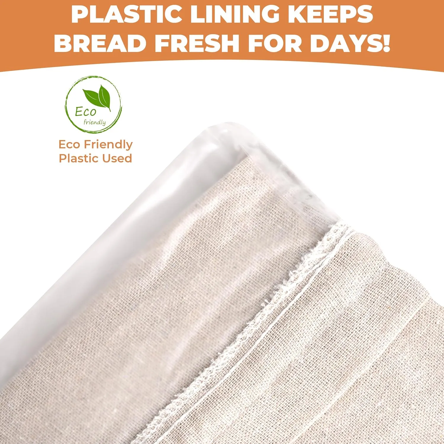 2 Bread Bags for Homemade and Sourdough Bread, Reusable Cotton Cloth Bags with Plastic Liner and Drawstring, Reusable Food Storage, (2 pack) - 17" x 13" XL