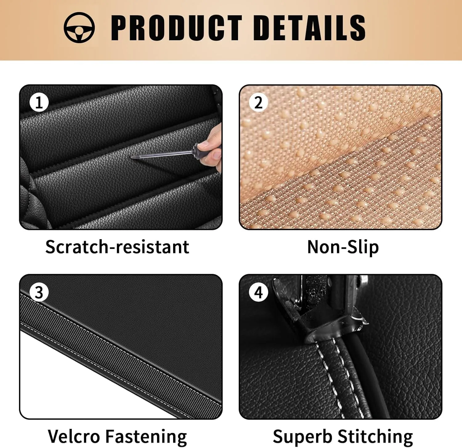 2 Front Car Seat Covers Fit for Chevrolet Suburban 2009-2024 2025 Waterproof Faux Leather Car Seat Cushion Protector Compatible Airbag Black