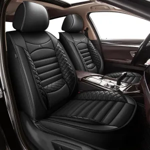 2 Front Car Seat Covers Fit for Chevrolet Suburban 2009-2024 2025 Waterproof Faux Leather Car Seat Cushion Protector Compatible Airbag Black