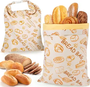 2 Pack Bread Bags for Homemade Bread,Linen Beeswax Bread Bags,Sourdough Bread Bags,Reusable Bread Bags,Bread Storage for Homemade Bread,Freezer-Safe Bread Container for Keeping Fresh, 12x17in