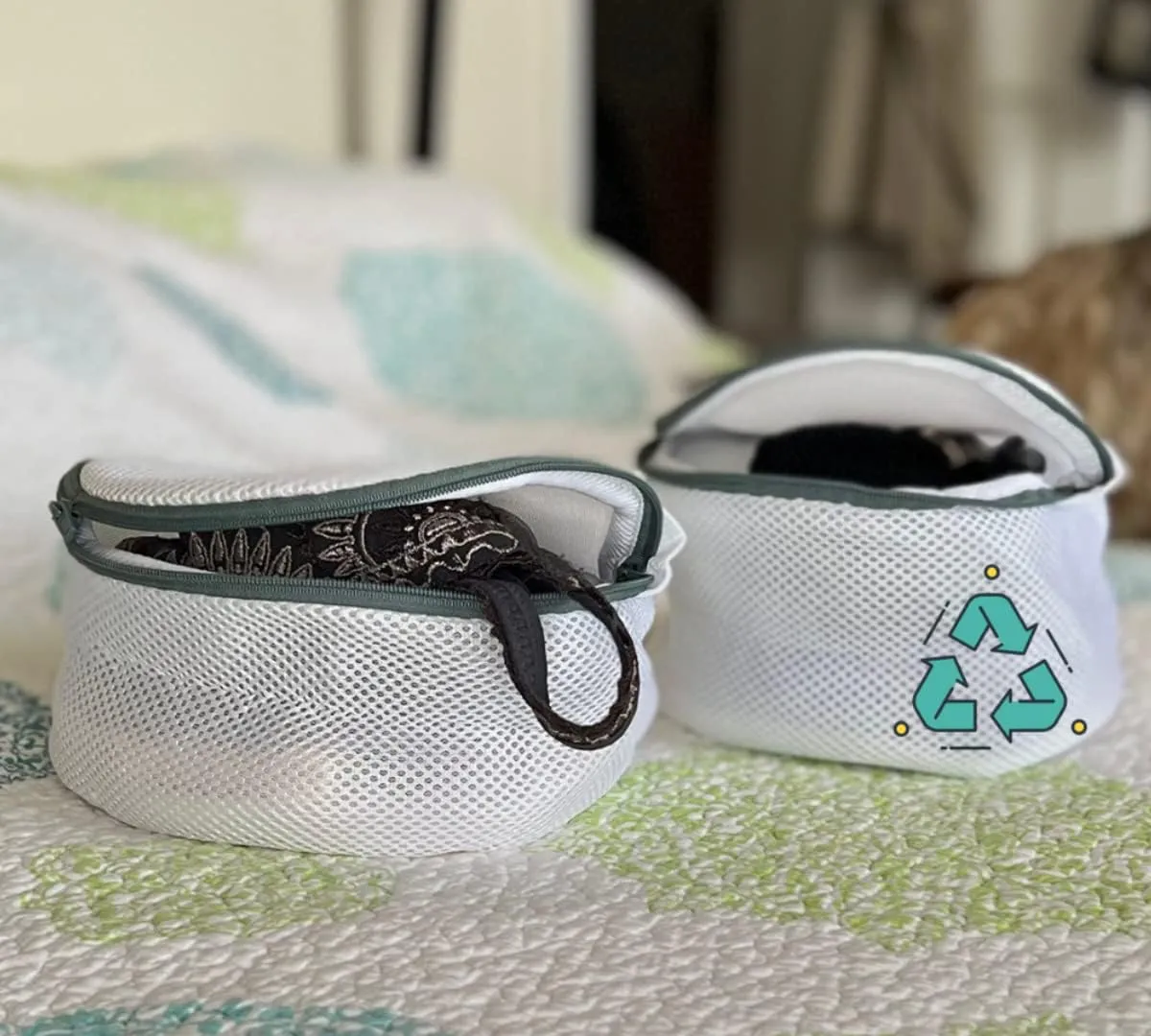 2 Pack | Eco-Friendly | Bra Bags for Laundry and Travel | Lingerie Bags for Washing Delicates | Delicates Bag for Washing Machine | Mesh Laundry Bags for Delicates | Recycled Materials