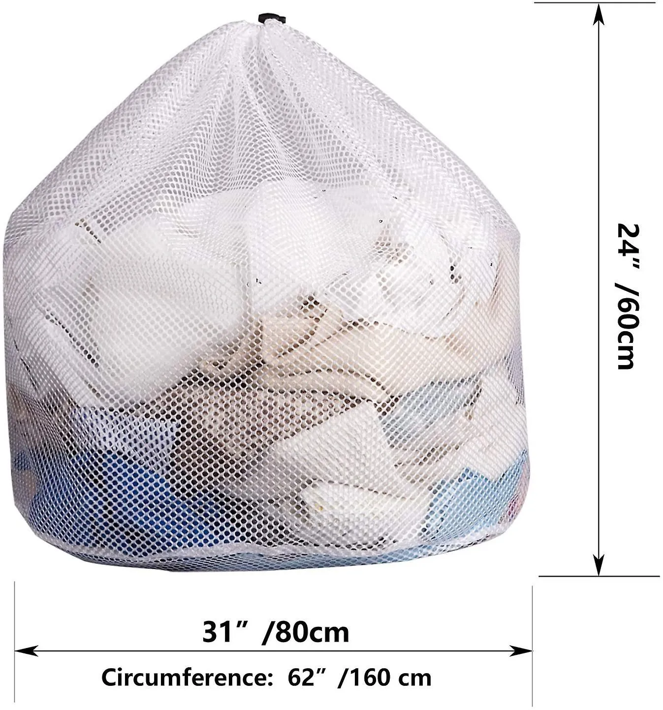 2 Pack White Mesh Laundry Bags, 31" X 24" Sturdy Drawstring Net Bag Heavy Duty,