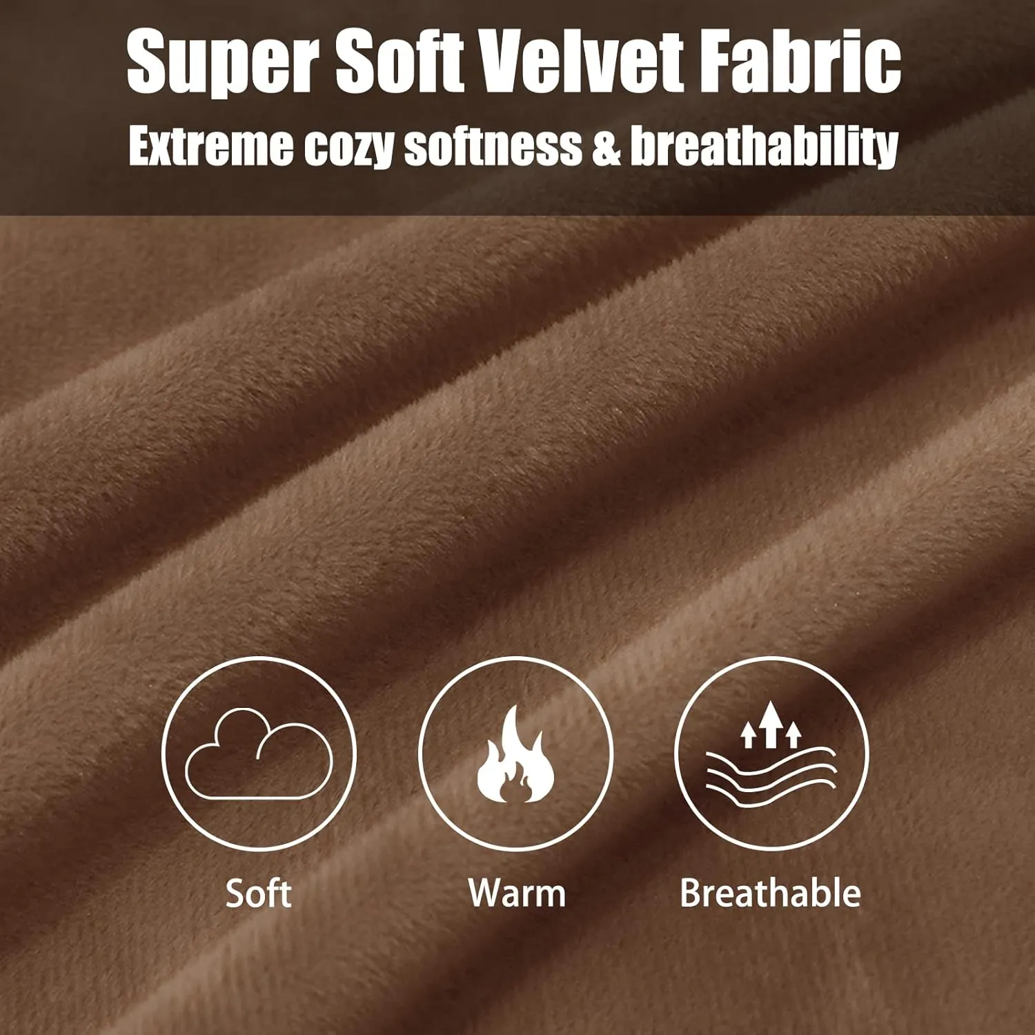 2 Pack Zippered Velvet Standard Pillowcases, Super Soft and Cozy Luxury Fuzzy Flannel Pillow Cases with Zipper, 20x26 Inches, Brown
