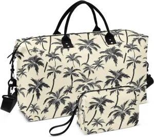 2-Piece Travel Organizer Set - Wave Quilted Expandable Duffel Bag with Detachable Toiletry Pouch, TSA-Compliant Carry-On for Gym/Camping/Airplane, Coconut Pattern