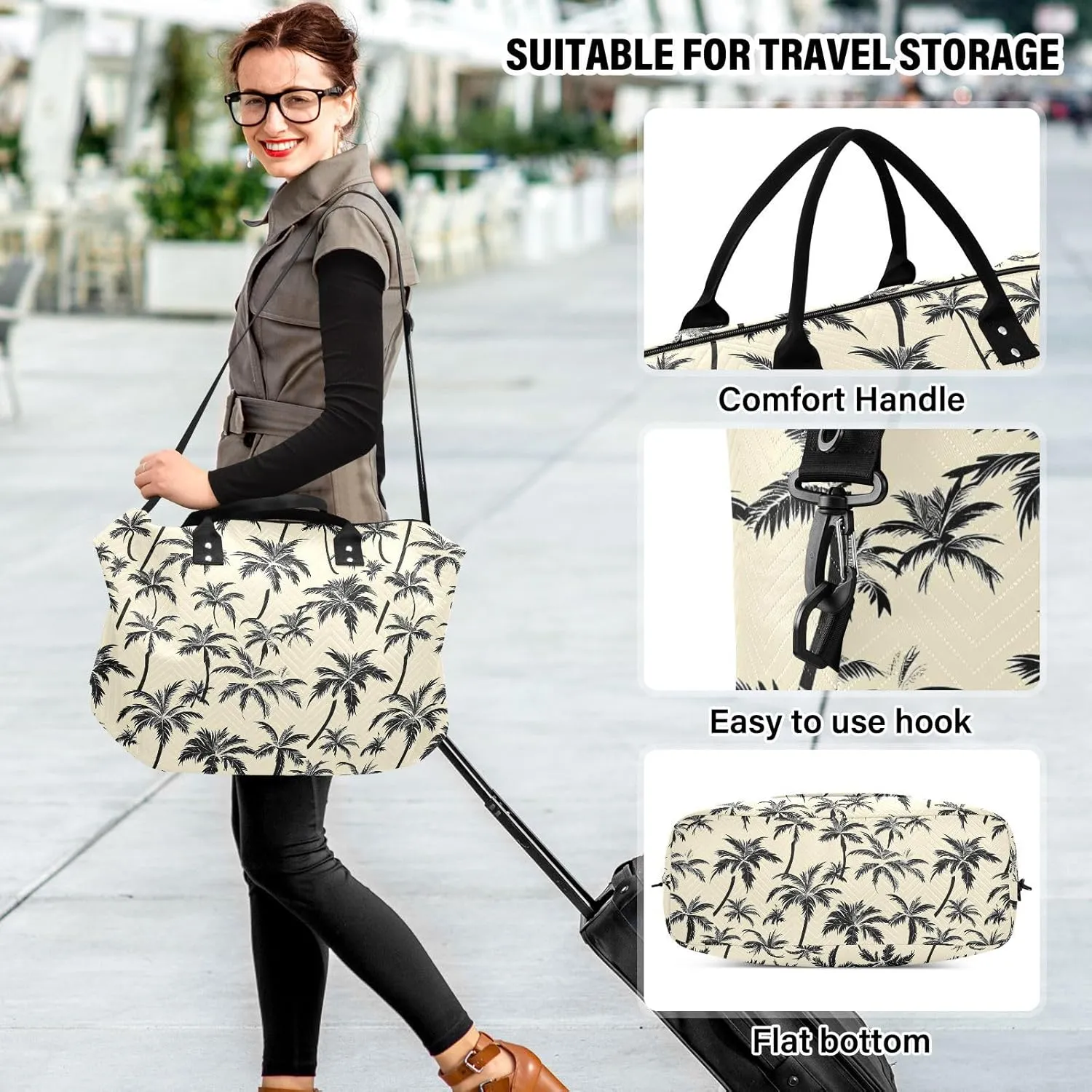 2-Piece Travel Organizer Set - Wave Quilted Expandable Duffel Bag with Detachable Toiletry Pouch, TSA-Compliant Carry-On for Gym/Camping/Airplane, Coconut Pattern