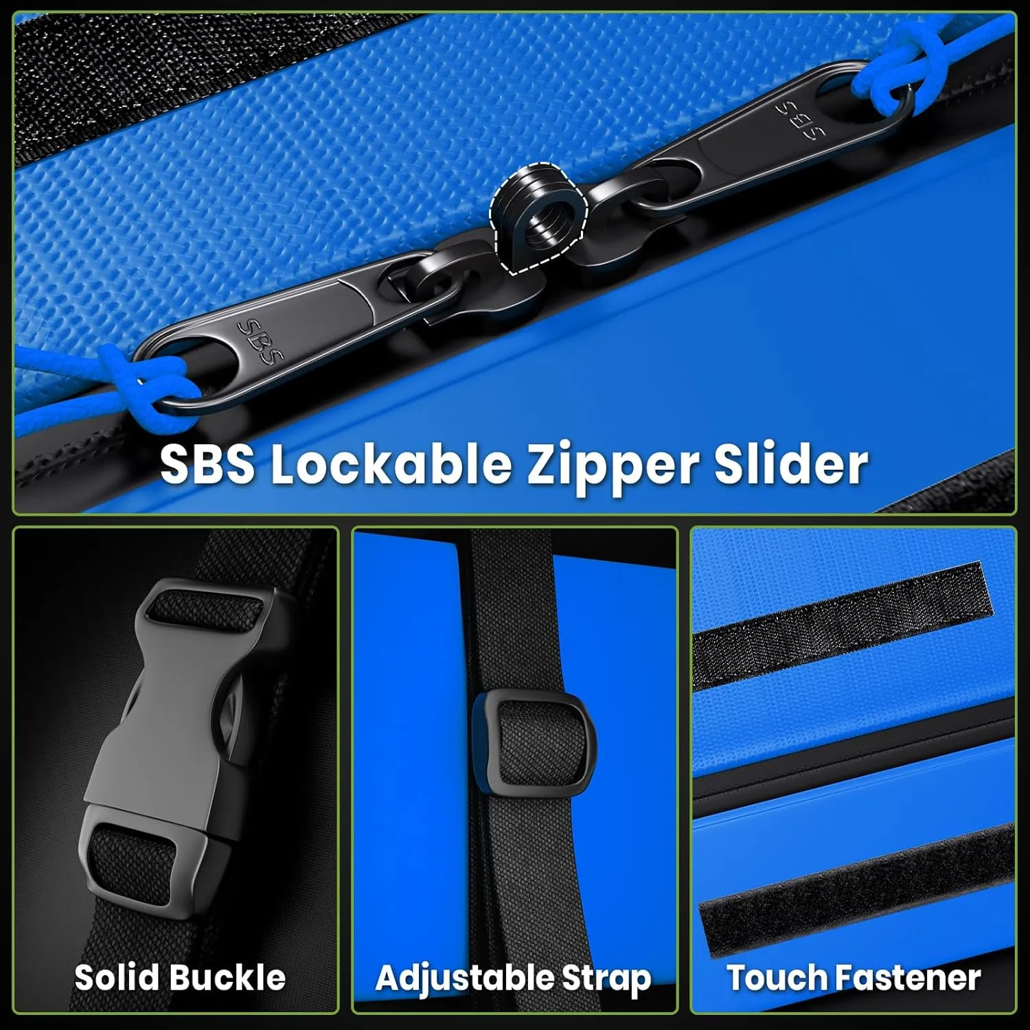 23 Cubic Feet Car Rooftop Cargo Bag Carrier, Soft Roof Top Luggage Bag for All Vechicles with/Without Racks - with Waterproof Zip, Luggage Lock, Anti-Slip Mat, Storage Bag, Door Hooks, Blue