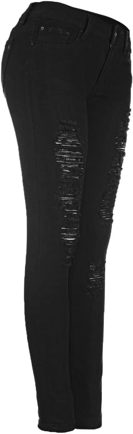 2LUV Women's Distressed Skinny Ripped Jeans