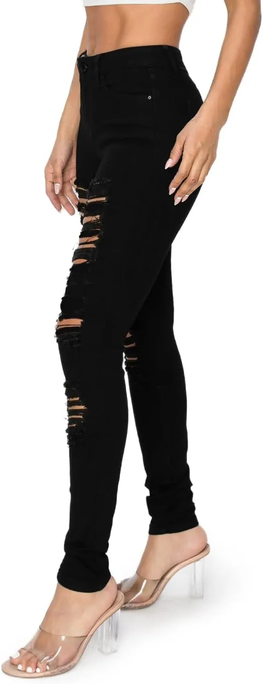 2LUV Women's Distressed Skinny Ripped Jeans