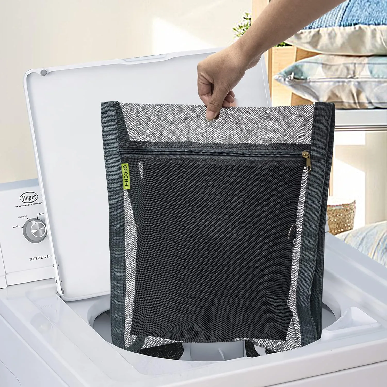 3 Pcs Sneaker Wash & Dry Net Bag for Dryer,15.7x13.8 Inch Large HoneyComber Mesh Bags with Zipper and Strap for Shoes, Clothing, Laundry Reused Bag Tool (Grey)