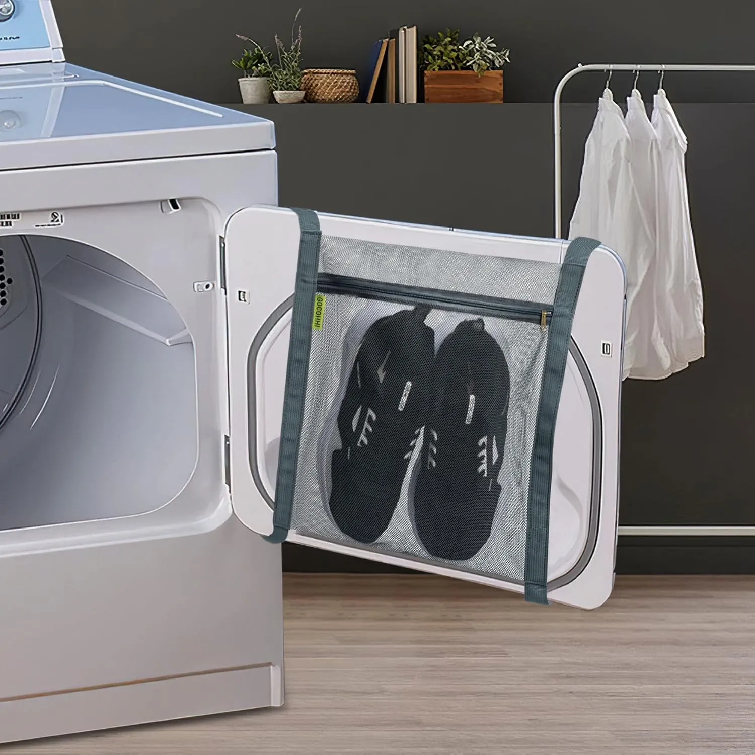 3 Pcs Sneaker Wash & Dry Net Bag for Dryer,15.7x13.8 Inch Large HoneyComber Mesh Bags with Zipper and Strap for Shoes, Clothing, Laundry Reused Bag Tool (Grey)