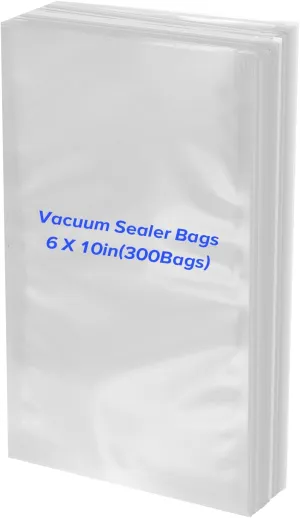 300 Count Pint Vacuum Sealer Bags with BPA Free and Heavy Duty, Vacuum Seal Food Sealer Bags,Great for Food Storage Vaccume Sealer PreCut Bag(6x10 in)