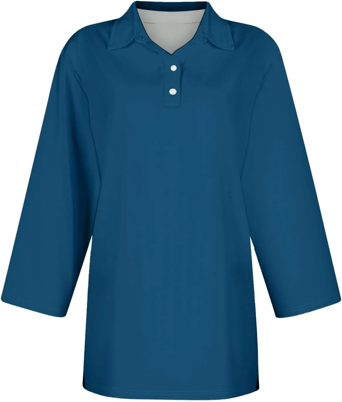 3/4 Sleeve Work Polo Shirts for Women 2024 Fall V-Neck Button-Down Pullover Top Casual Slim Fit Athletic Golf T Shirt