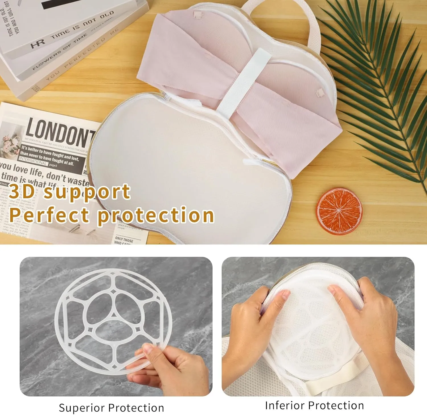 3Pcs Bra Wash Bags for Laundry Lingerie Brassiere Bag bra washing protector holder for Washing Machine Beige(A to C Cups)