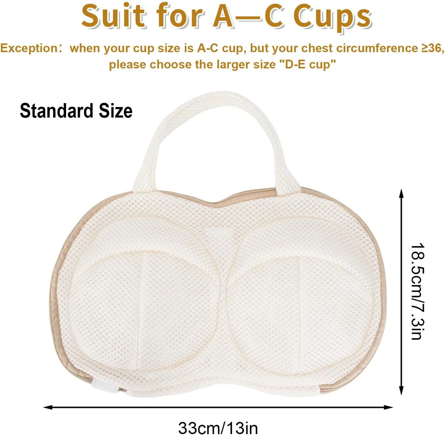 3Pcs Bra Wash Bags for Laundry Lingerie Brassiere Bag bra washing protector holder for Washing Machine Beige(A to C Cups)