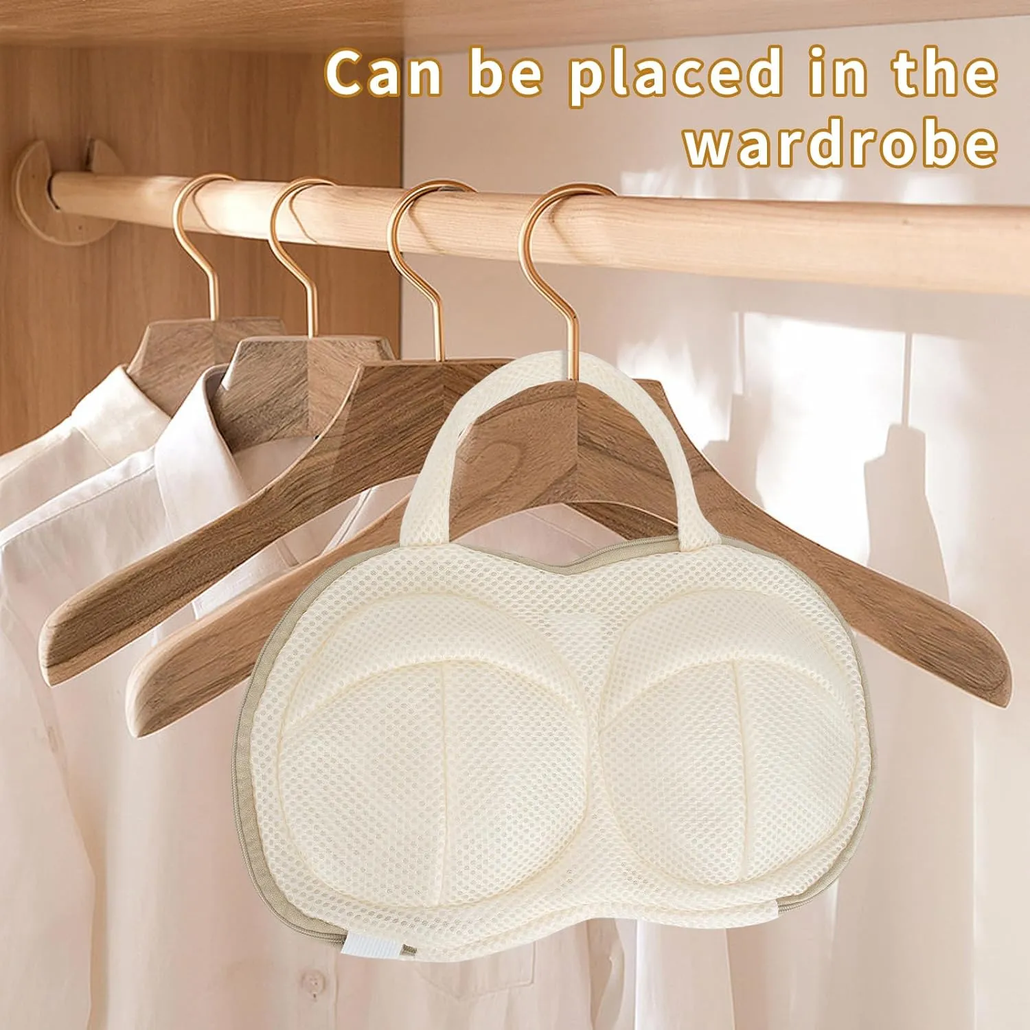3Pcs Bra Wash Bags for Laundry Lingerie Brassiere Bag bra washing protector holder for Washing Machine Beige(D to E Cups)