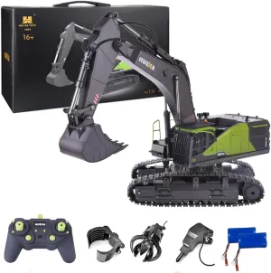 4 in 1 RC Excavator, 2.4Ghz Remote Control Alloy Excavator 1/14 Scale 22CH Full Functional Electric Construction Vehicles Toys for Boys (9300031YQNGC916UV16I0D)