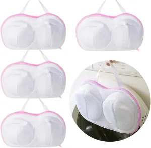 4 Pack Large Bra Washer Laundry Bags for Washing Machine, Lingerie Bag for Washing Delicates Underwear Brassiere, Bra Washer Protector for Laundry (Large-Pink 4 pack)