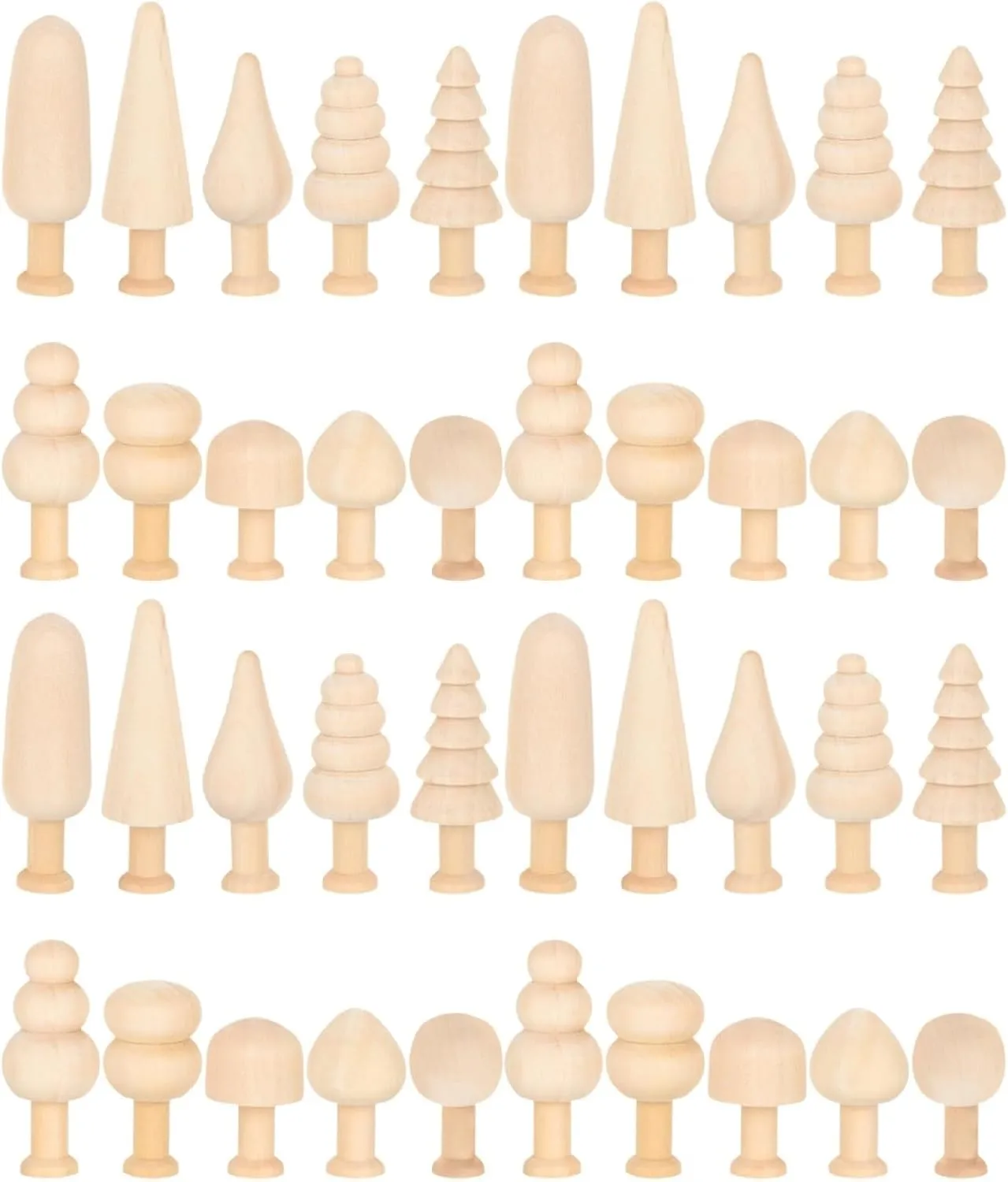 40 Pcs Small Wooden Mushroom Unfinished Wood Christmas Tree Wooden Tree for Painting Craft DIY Trees Easter Decoration Mini Wood Crafts DIY Graffiti Wooden Tree DIY Wood Trees