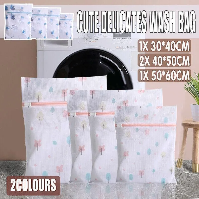 4Pcs Cute Delicates Wash Bag Laundry Lingerie Bra Washing Pack Set Clothes Case