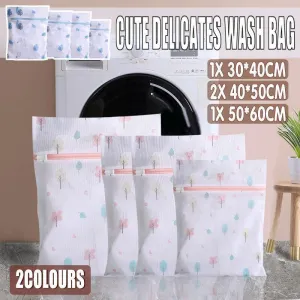 4Pcs Cute Delicates Wash Bag Laundry Lingerie Bra Washing Pack Set Clothes Case