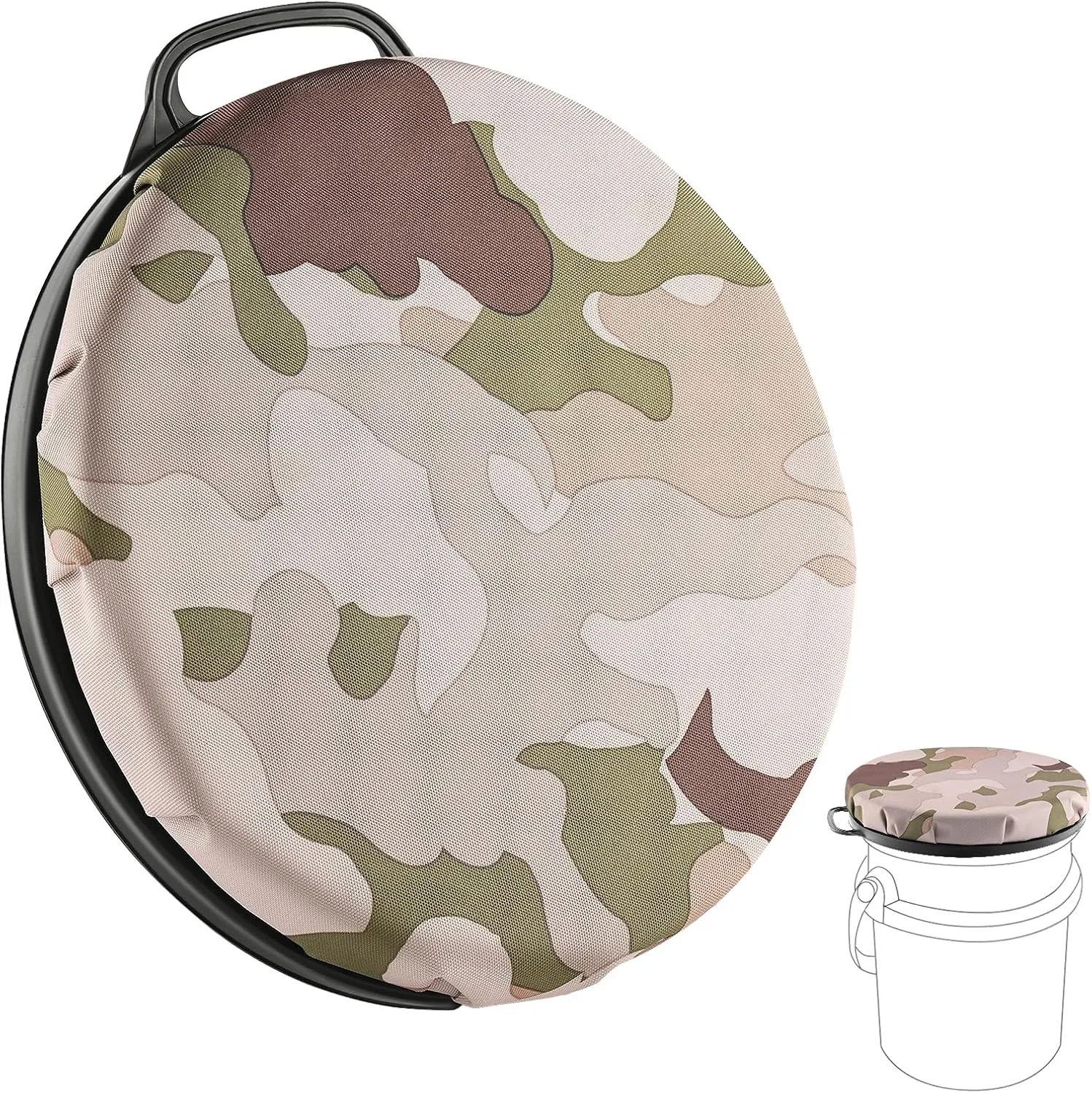5 Gallon Bucket Seat for Yeti Only, 360 Degree Swivel Load Out Bucket Seat, 5 Gal Foam Cushion Bucket Seat Lid with Padded Top for Hunting Fishing Camping Baseball