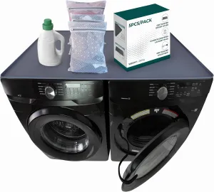 5-Piece Bundle- Washer and Dryer top protector mat 54 x 27.5", Mesh laundry bags and Washer door prop magnetic| One-Piece washer and dryer covers for the top | Leak-Proof | Non-slip Dryer top cover