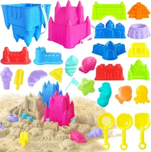 50Pcs Beach Sand Toys,Sand Toys Toddlers with Shovels & Sand Castle Building Kit Molds,Summer Outdoor Travel Toys for Kids Toddlers Girls