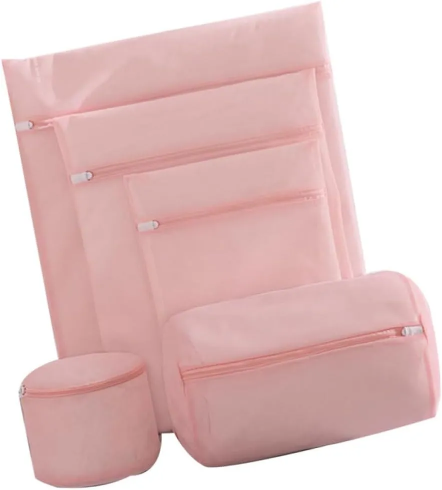 5pcs Net Laundry Bag Set for Washing Machine Zipper Laundry Bag for Underwear Bras Pantyhose Socks Organized