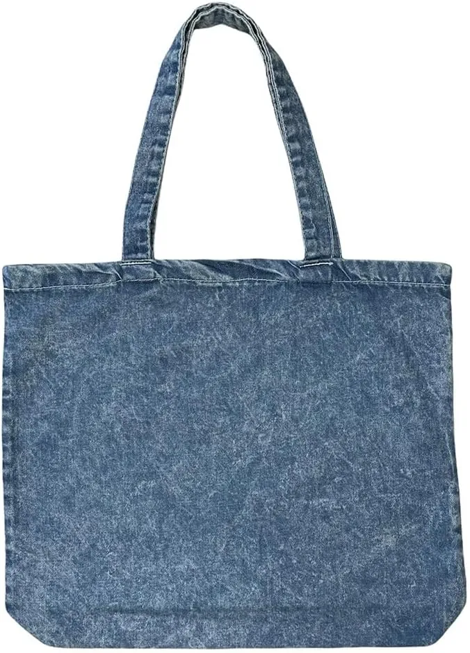 (6 Pack) 6 Pack Heavy Cotton Denim Convention Reusable Tote Bag (Denim)
