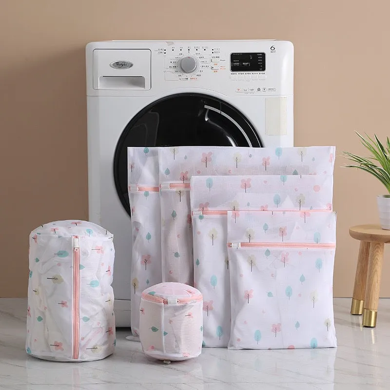 6 Pcs Mesh Laundry Bags Set - Zippered Clothes Washing Bags, Multiple Sizes